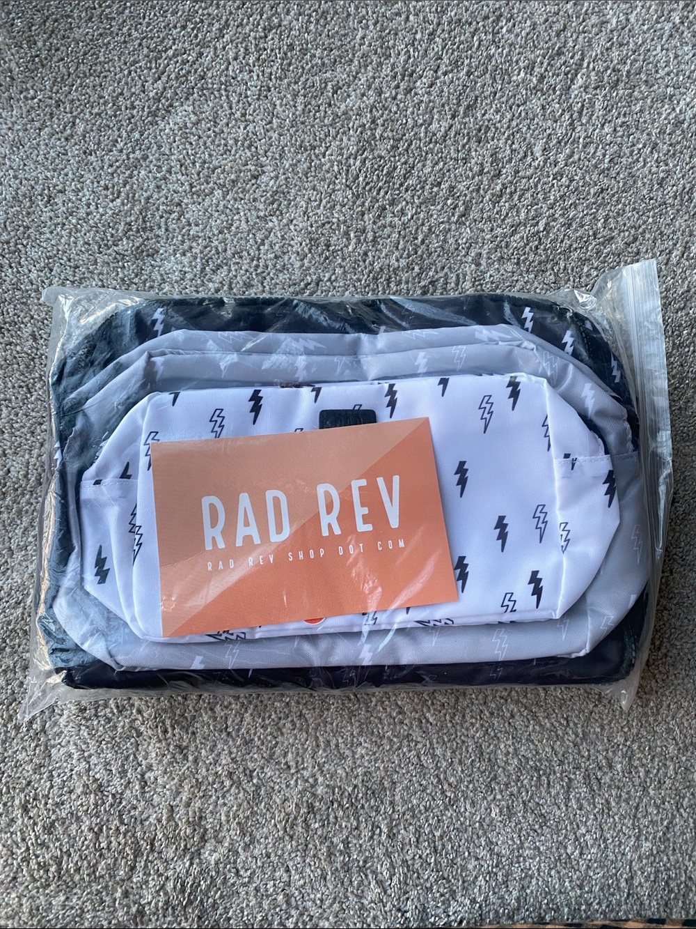 Rad Rev Lightning Print Packing Cube Set - White & Black